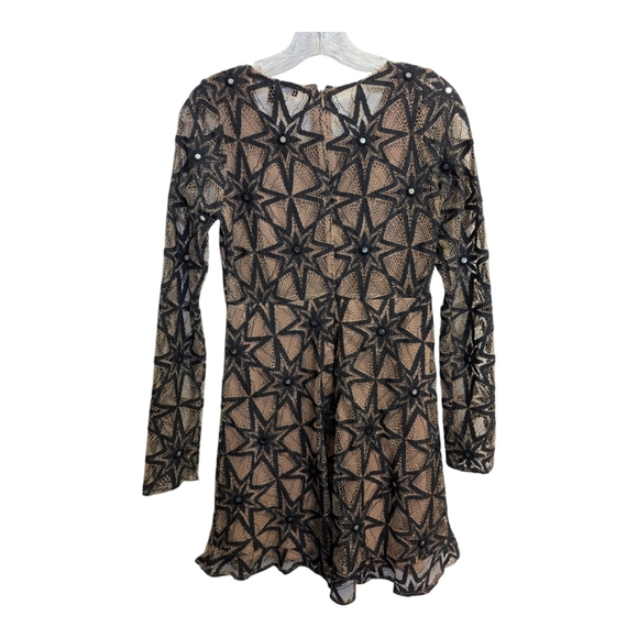 For Love & Lemons Metz Dress Mini Long Sleeve Lace Party Black Sheer Mirror XS - Picture 6 of 9